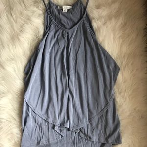Grey blue ruffle tank top